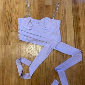 Oh Polly Lilac Bustier with Chain Detail